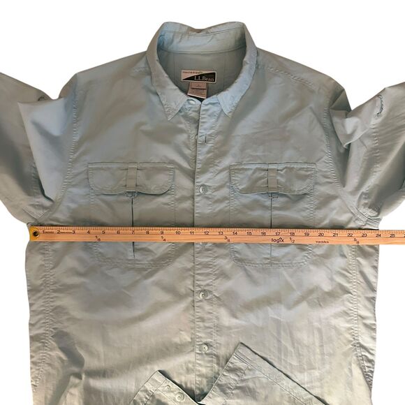 L.L. Bean Men's Light Green Insect Shield Button Up Fishing Hiking Shirt Size L - Picture 9 of 9